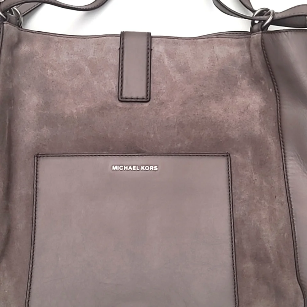Michael Kors Quincy Hobo Bag Dark Caramel Shoulder Tote Suede Leather Logo NWOT